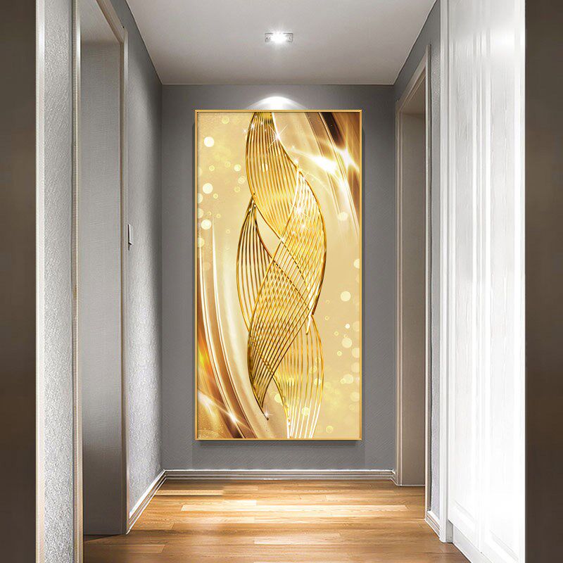 风生水起入户玄关装饰画现代简约挂画H正对门过道走廊竖版高端壁