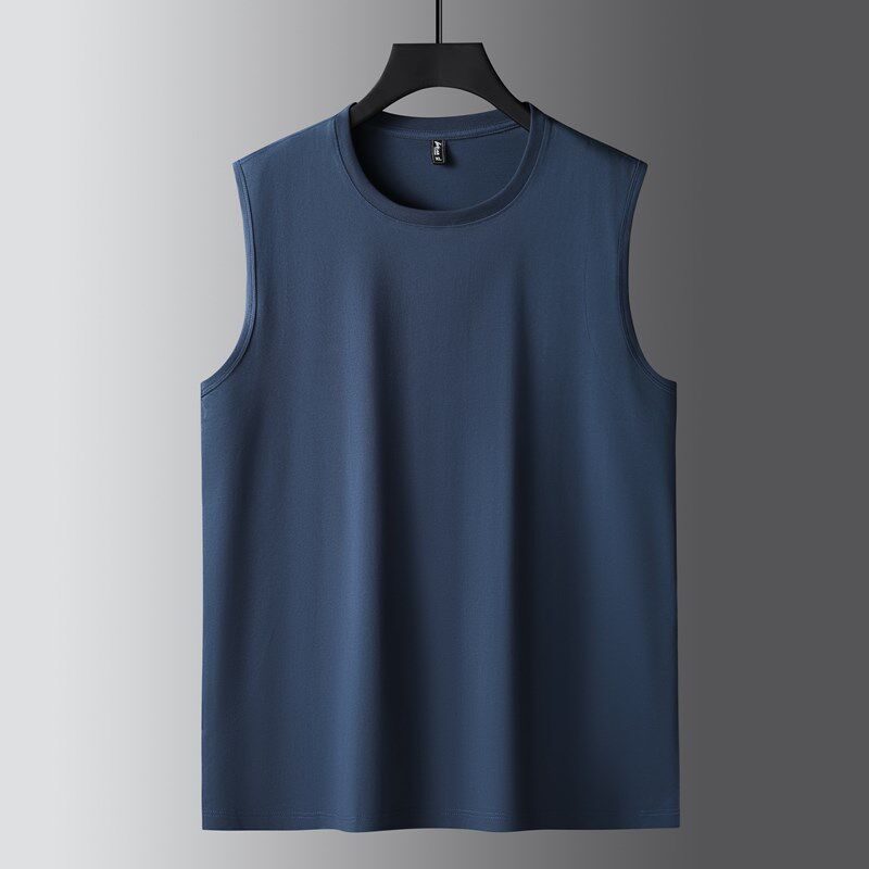 宽肩背心男纯棉外穿打底衫运动健身坎肩砍袖大码加肥加大无袖t恤
