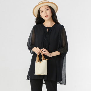 女装 雪纺上衣200斤胖妹妹遮肉显瘦T恤衫 胖mm夏装 短袖 洋气时尚 大码