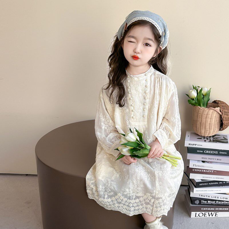 女童春季连衣裙2025新款韩版洋气女童蕾丝公主裙儿童春款长袖裙子