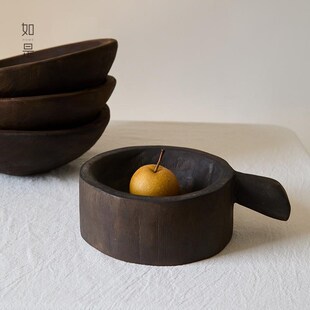 如是/侘寂风做旧木质果盘手工z艺品干果盘艺术自然系民宿复古摆件