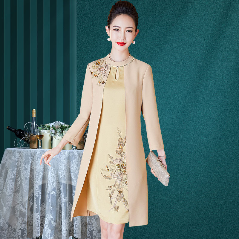 2022春洋气丈母娘婚礼服平时可穿喜妈妈婆婆婚宴装中年气质连衣裙