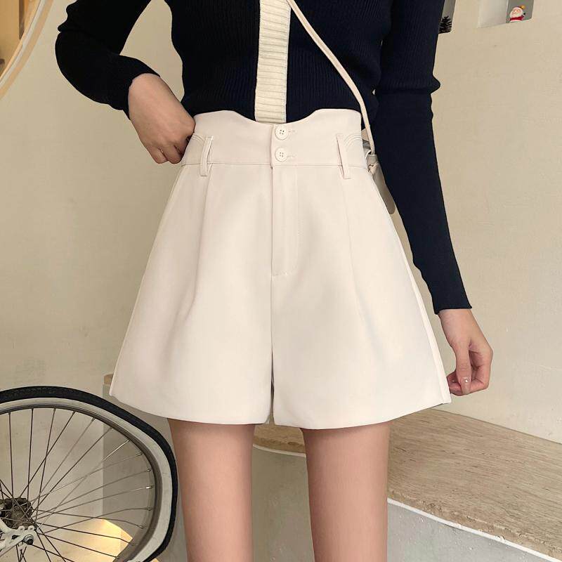 胖mm新款西装短裤女大码韩版百搭气质阔腿裤高腰宽松a字休闲裤子