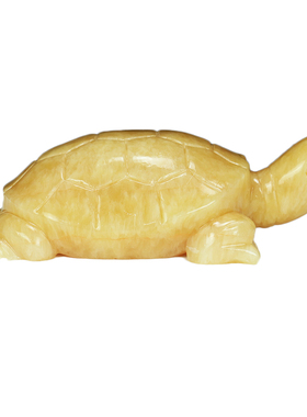 玉石乌龟摆件鱼缸青玉乌龟玉雕工艺品客厅办公室中式饰品黄玉乌龟