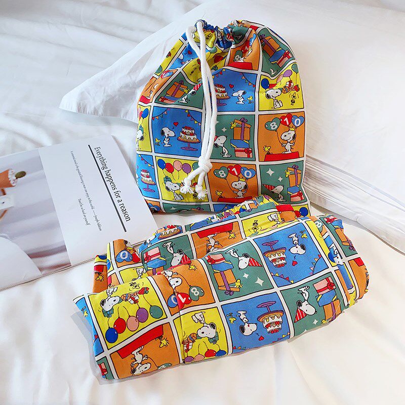 送布袋~薄款长睡裤女士春秋夏款纯棉卡通家居裤直筒休闲遛弯裤