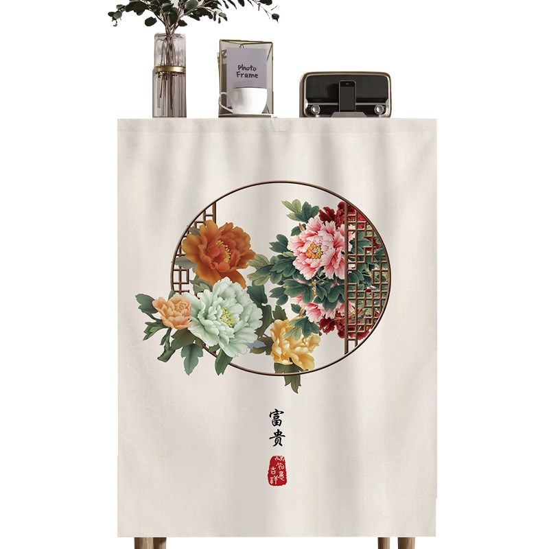 鞋柜遮挡帘衣柜书柜防尘帘魔术贴厨房橱柜遮丑门帘免打孔杂物布帘