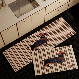 猎犬绅士复古厨房专用地垫防水防油免洗防滑满铺全铺脚垫定制加厚