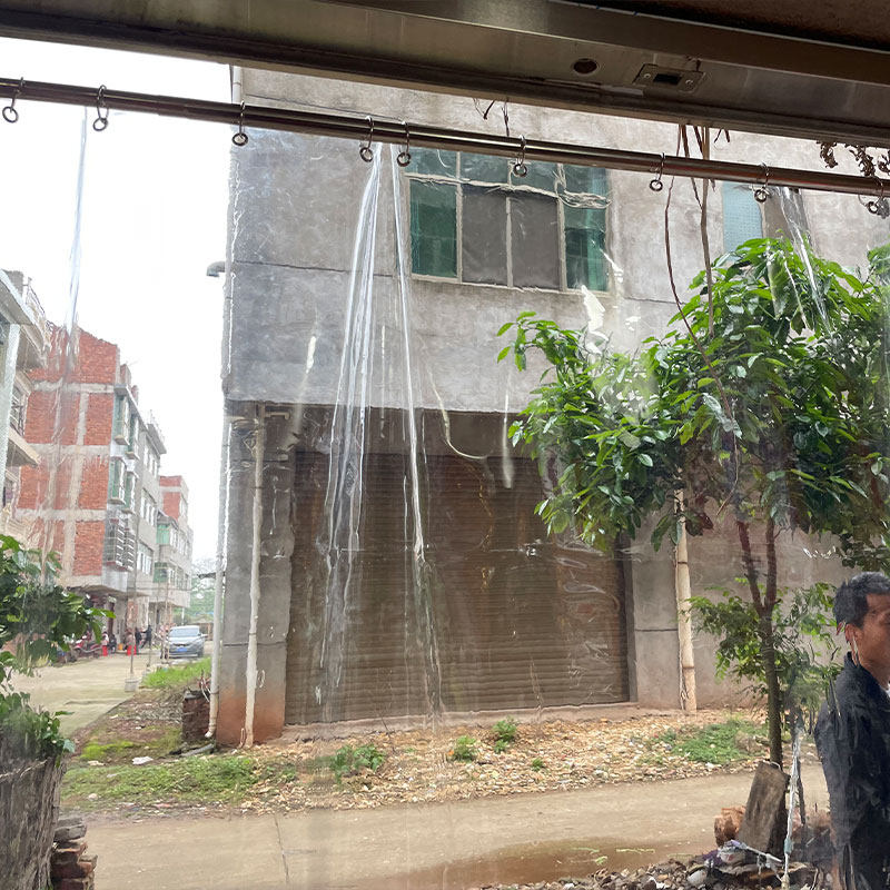 透明水晶板PVC遮风挡雨厨房卫生间塑料隔断防尘免打孔整张软门帘
