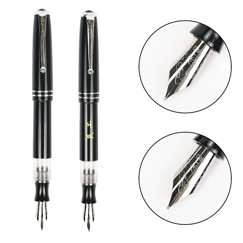 英雄856旋转笔帽老式挤捏吸墨钢笔练书法教师批改作业弯尖美工笔