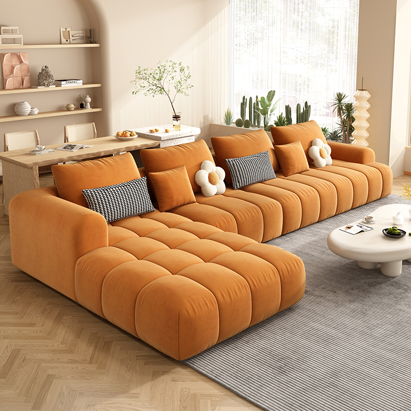 意式极简奶油风格法式乳胶科技布直排客厅高回弹小户型布艺沙发