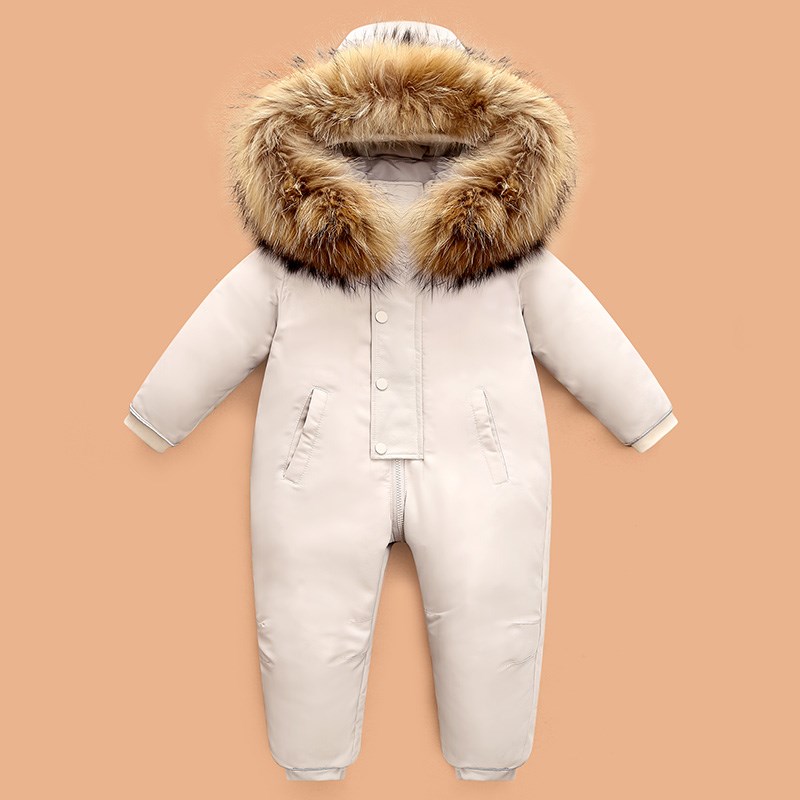 儿童羽绒连体衣1-3-6冬装冬季加厚外出服儿童羽绒服哈衣滑雪服
