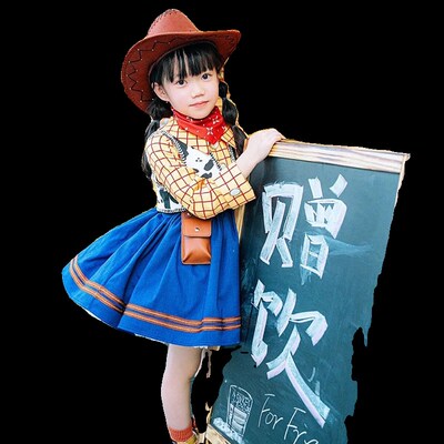 女童胡迪警长cos衣服儿童迪斯尼公主裙玩具总动员西部牛仔连衣裙