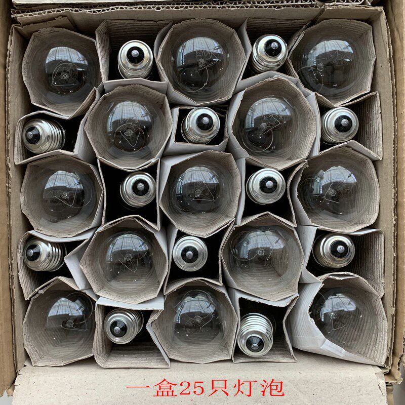 白炽灯泡E27螺口火车车内燃机110V60W100W老式钨丝灯泡耐震黄光