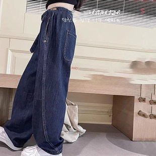 童装女童牛仔裤直筒裤2024年春秋儿童休闲宽松长裤中大童春装裤子
