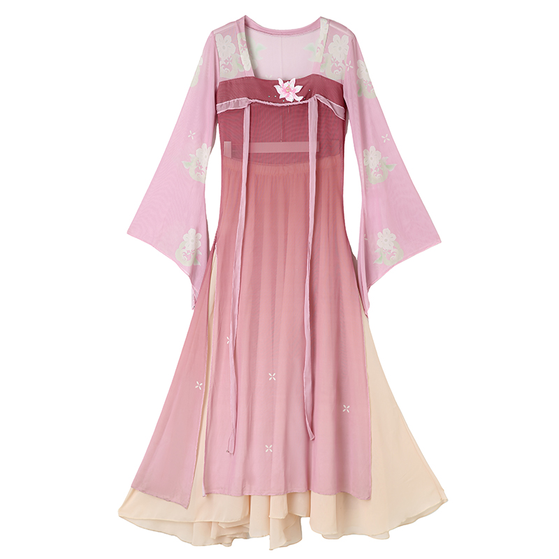 儿童古典舞蹈服飘逸中国舞齐胸汉服纱衣身韵长版扇子舞女童演出服
