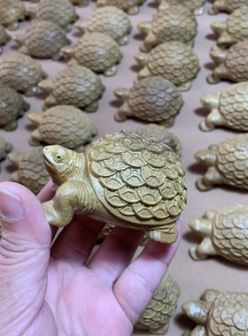 正宗金丝楠木正黄料金钱龟实木整料手把件阴沉木雕刻工艺汽车摆件