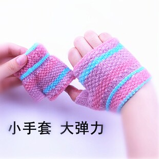 婴儿爬行手套冬季防滑宝宝保暖手套男孩女宝翻盖半指儿童手套1岁2