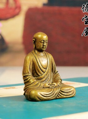 黄铜地藏菩萨佛像小号随身口袋佛地藏王菩萨像铜佛像复古实心纯铜