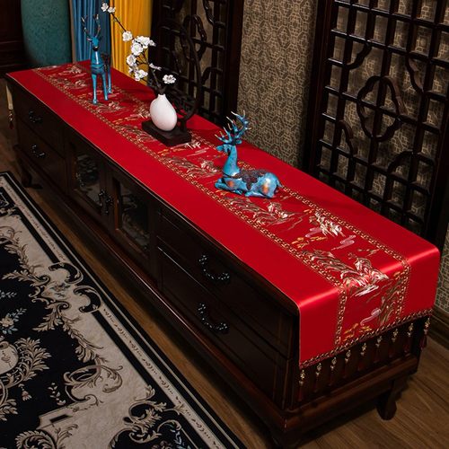 电视柜盖布中式布艺防尘罩长方形家用客厅长条桌桌布简约鞋柜盖巾