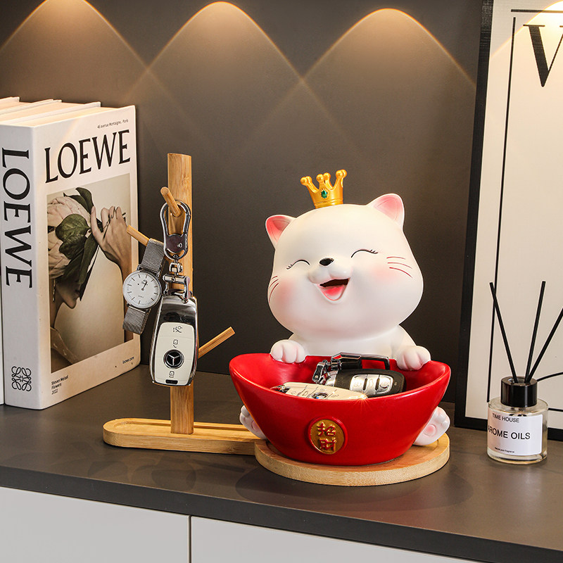 进门口招财猫钥匙收纳玄关摆件鞋柜置物架家居装饰品乔迁新居礼物,家居饰品,装饰摆件,淘宝优惠券,粉丝福利购,淘宝优惠卷
