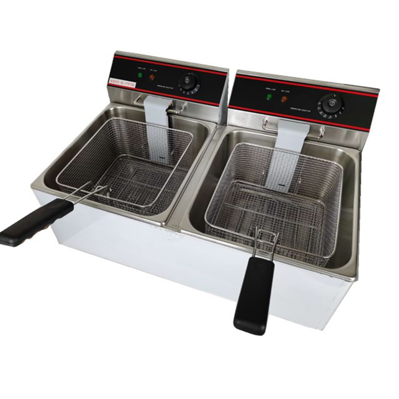 粤海款炸炉商用4L6L8L双头电炸炉鸡排汉堡炸锅油炸炉炸排骨鸡翅