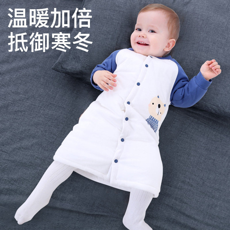 宝宝睡袍秋冬婴儿睡衣冬季加厚夹棉儿童睡裙纯棉幼儿小童男童防踢