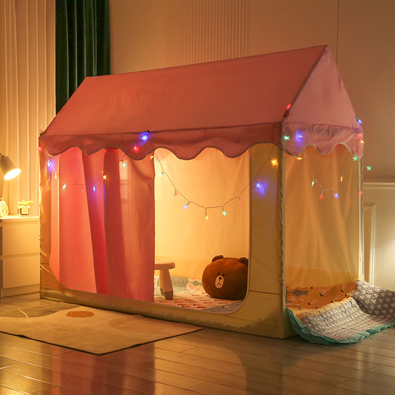 儿童小床蚊帐卧室婴儿拼接床分床公主风防蚊帐篷树屋小房子游戏屋