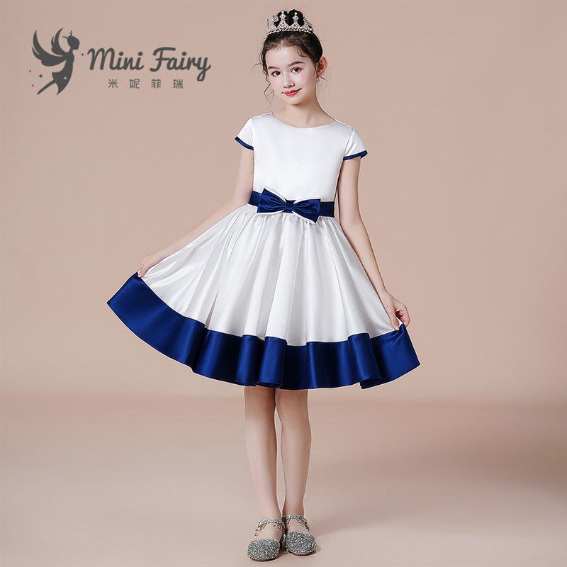 女童高端合唱团演出服小女孩钢琴演奏公主裙学生主持人礼服拼色新