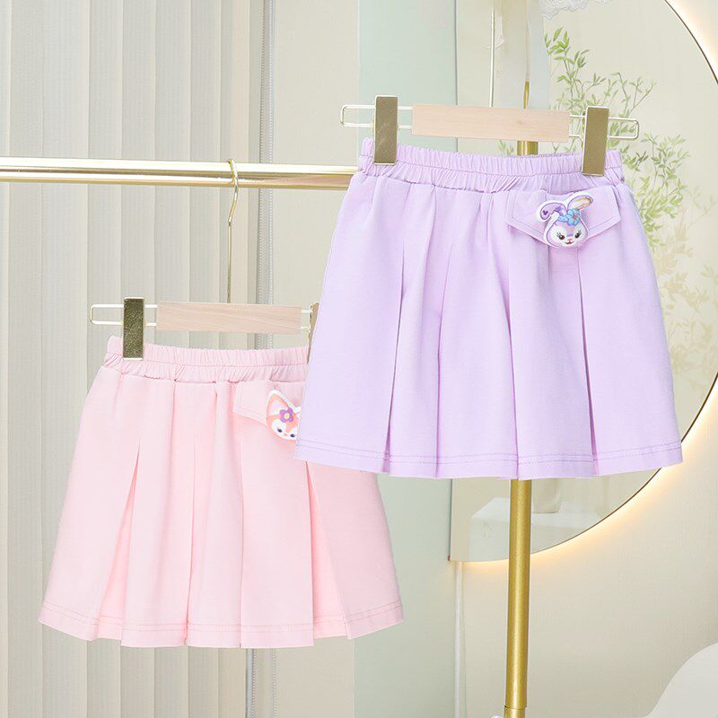 2024新款夏季女童网红纯棉短裙儿童百搭半身裙洋气外穿款jk百褶裙