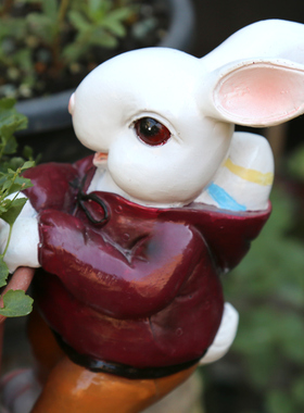 花园装饰 庭院花架装饰小摆件 园艺装饰卡通小动物兔子装饰品挂件