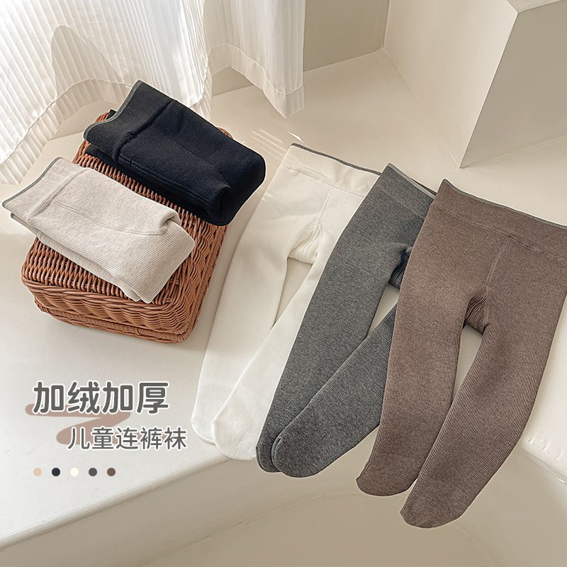 宝宝袜裤儿童连体裤袜秋冬加绒加厚女宝宝打底裤外穿小童一体裤袜