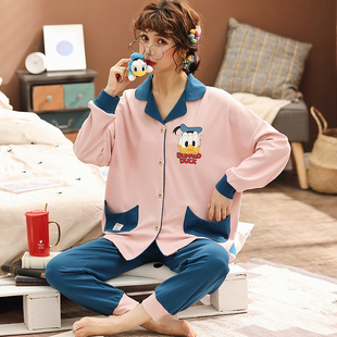 纯棉潮秋冬全棉韩版 睡衣女春秋季 开衫 可外穿长袖 家居服 2020年新款