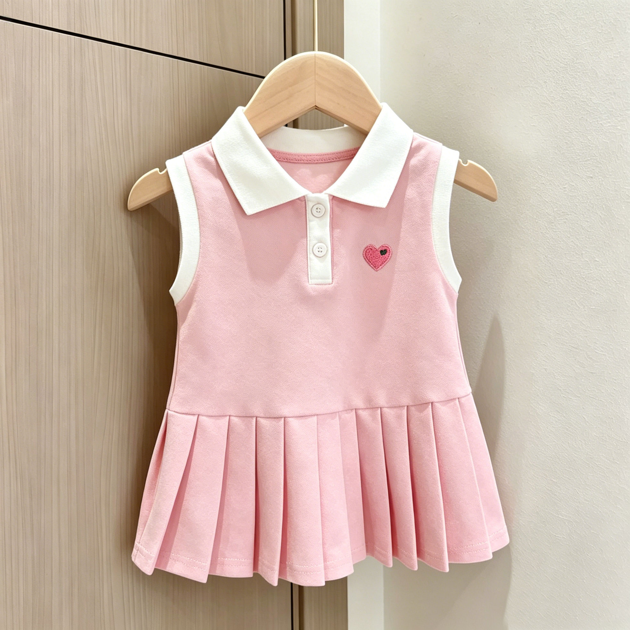 女童连衣裙夏季学院polo百褶裙子