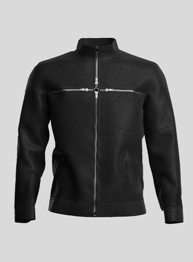 DreamBand『黑域立领』26SS原创·皮长袖夹克修身型青年拉链PU皮