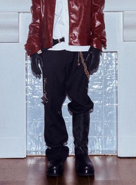 Dream Band AW2024秋冬季朋克直筒圆扣西裤男款正装商务修身西裤