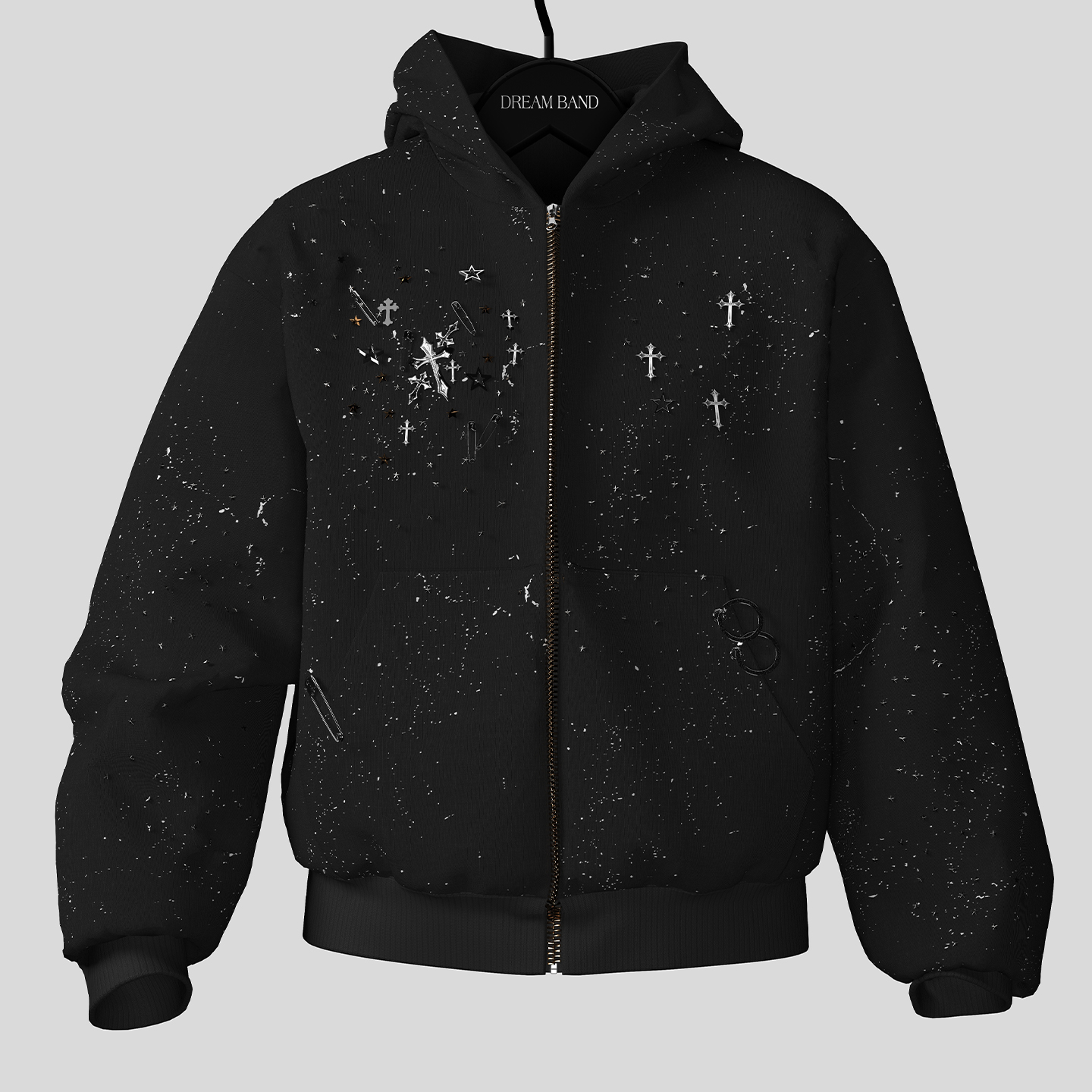 DreamBand2025AW上衣宽松黑色开衫卫衣朋克秋季男生外套春秋潮流