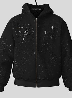 DreamBand2025AW上衣宽松黑色开衫卫衣朋克秋季男生外套春秋潮流