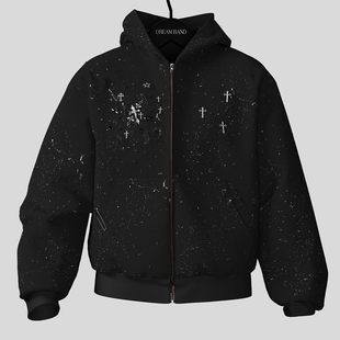 DreamBand2025AW上衣宽松黑色开衫 男生外套春秋潮流 卫衣朋克秋季