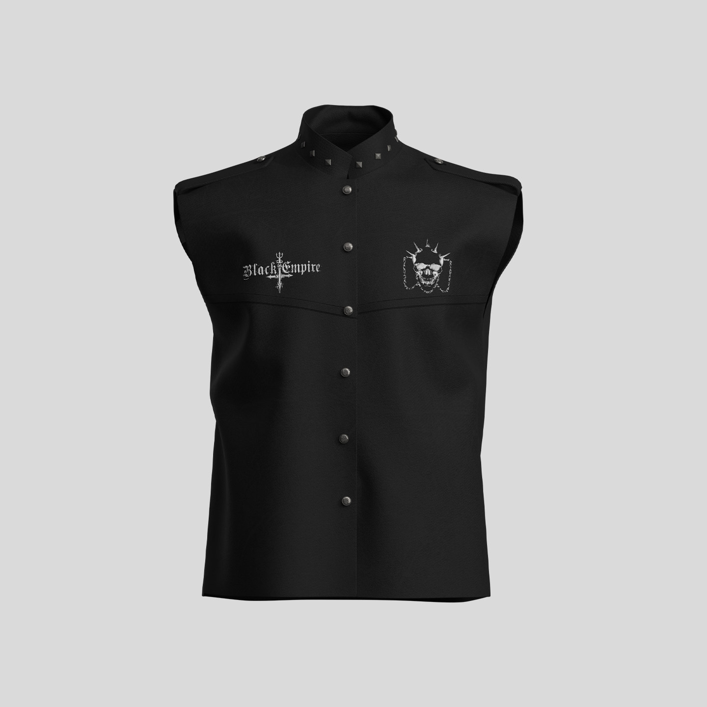 DreamBand『骷髅链甲』&middot;背心街头立领马甲外穿黑色设计感潮流