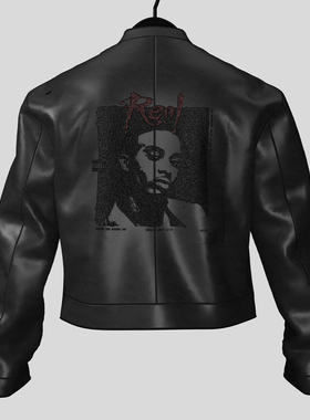 DreamBand黑色夹克美式高级感机车服美式复古皮衣皮夹克潮牌短款