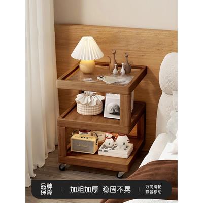 德国床头置物架可移动床头柜实木简约小边几创意家用多功能收纳柜