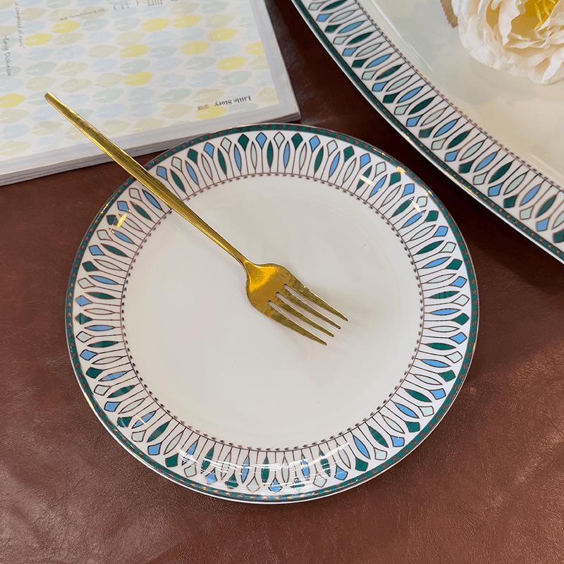 后海维也纳碗盘套装6个家用骨瓷8英寸家用陶瓷碗碟轻奢法式10个装