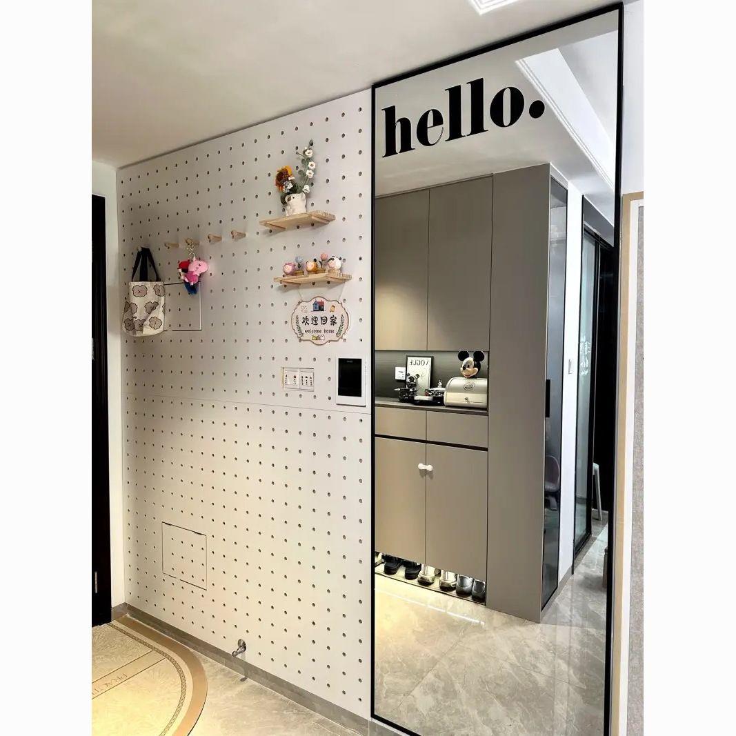 定制实木洞洞板加全身镜组合壁挂家用上墙入户玄关镜子收纳置物架