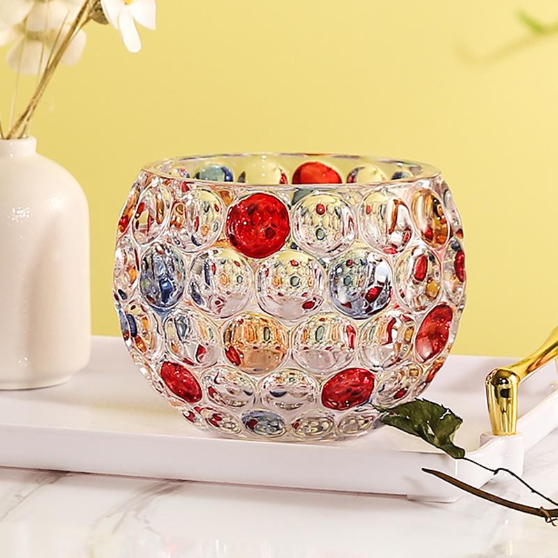 弗莱文茨水晶玻璃客厅水养欧式球型桌面花瓶插花摆件办公桌花瓶