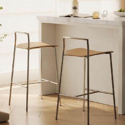 北欧家用简约高脚凳铁艺酒吧前台咖啡厅连锁店吧凳工业风吧台椅子