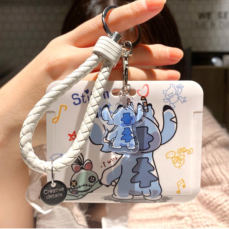 新疆包邮史迪仔高颜值横版卡套小学生饭卡公交防丢钥匙链门禁地铁