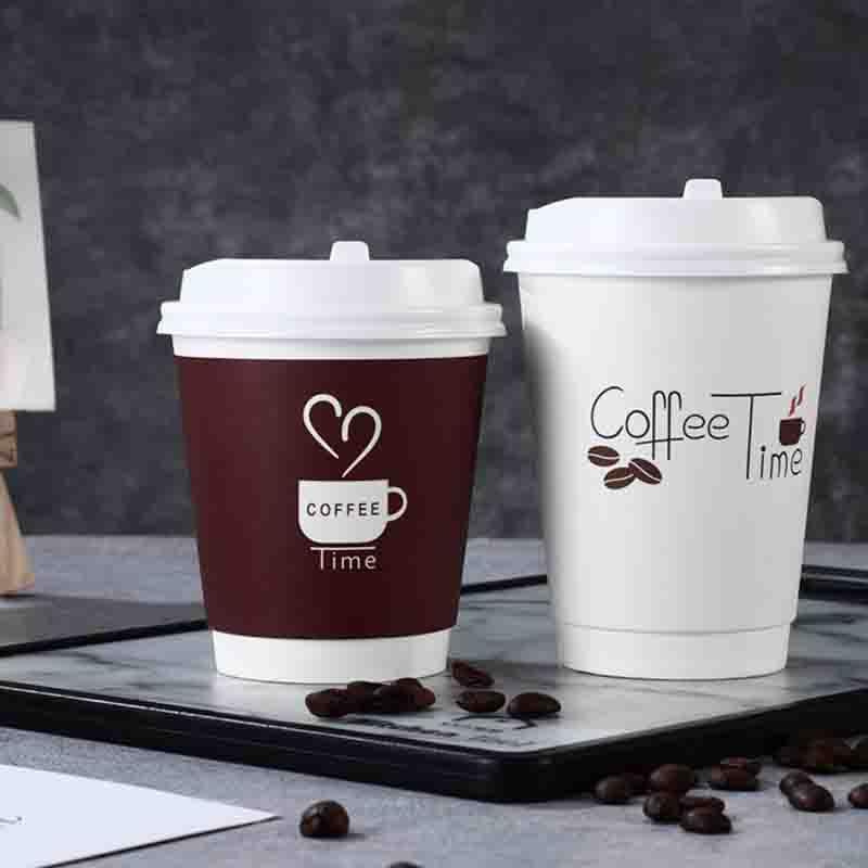 咖啡杯子一次性咖啡纸杯带盖子商用外送打包加厚奶茶热饮杯LOGO定