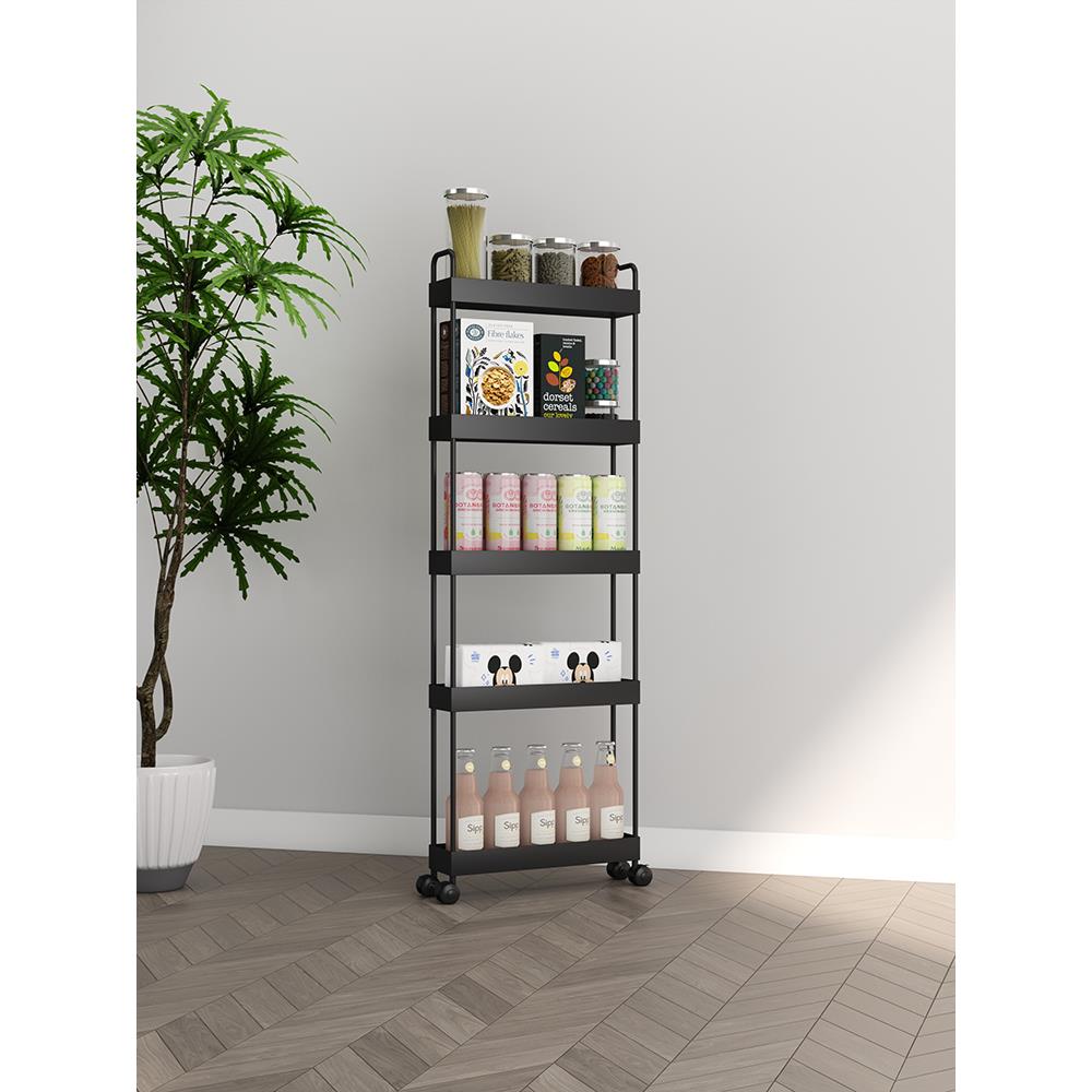 小推车置物架家用落地多层客厅收纳书架移动厨房果蔬菜篮架子