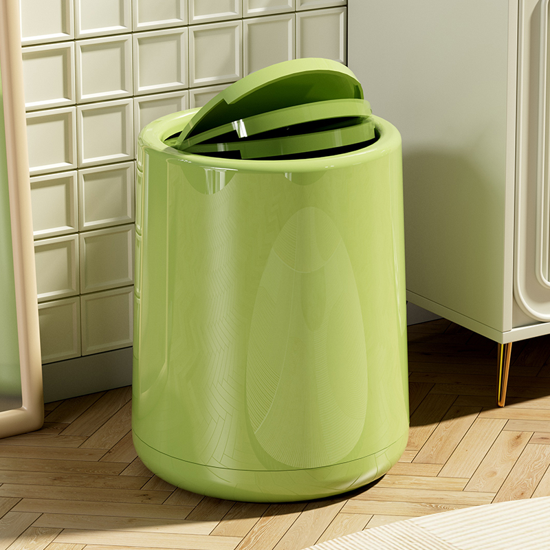 奶油风垃圾桶家用2025新款带盖客厅高颜值可爱卧室厕所法式纸篓