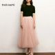 高级感纯色网纱裙中长款 飘逸百褶大裙摆 日系半身裙2026春夏新款